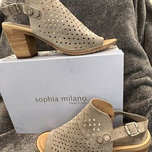 Sophia Milano Sling back, grey suede, size 10 m